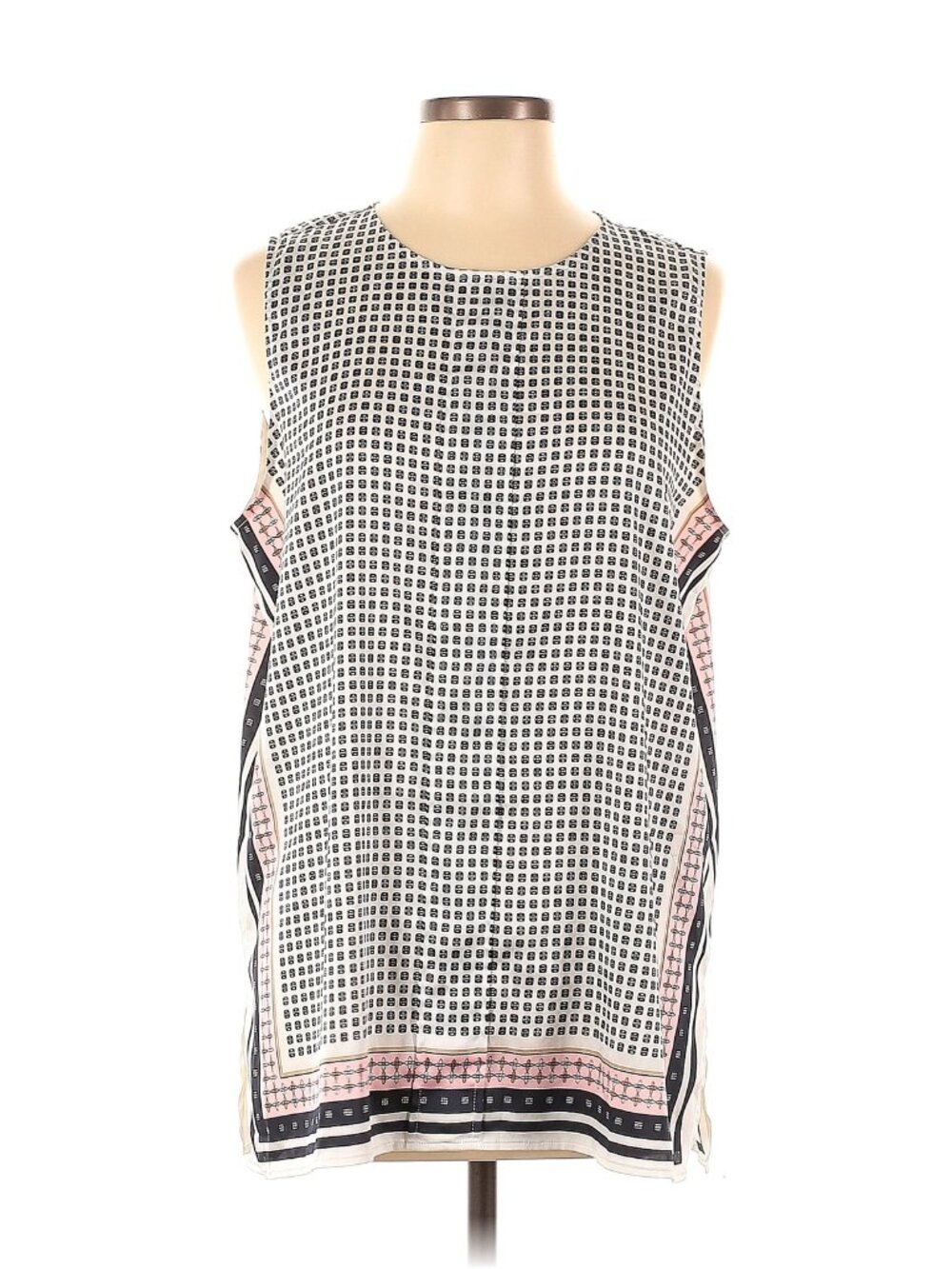 Ann Taylor Women's Silk Tank, multi color checkered. Size L